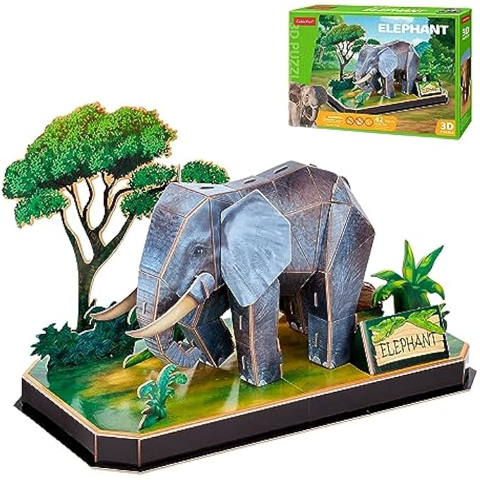 3D PUZZLE CHILDREN ELEPHANT - MOCKUPS TO ASSEMBLE CHILDREN AND ADULTS | PUZZLE 5 YEARS OR OVER | 3D PUZZLES | 42 PIECES | PUZZLE 3D ADULTS | GIFTS FOR CHILDREN - Image 1